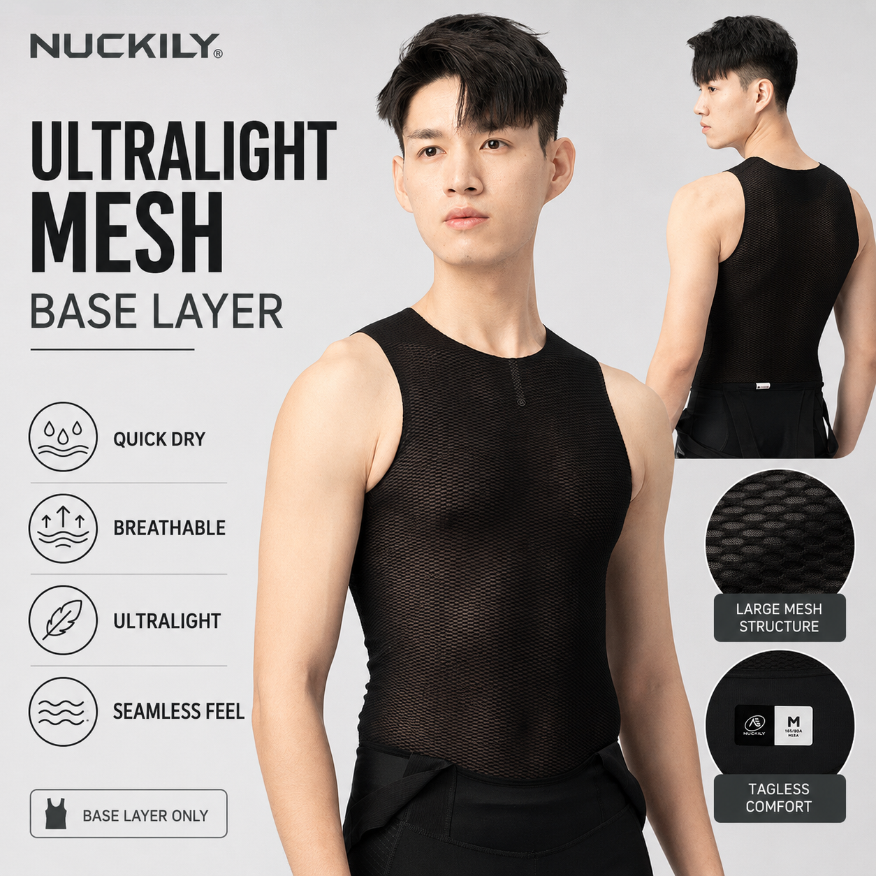 Sleeveless Undershirt - NUCKILY Men Cycling Base Layer Sleeveless