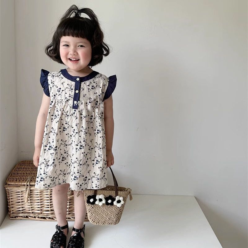 Girls summer floral dress 2024 - đánh giá và giá Undershirt Crew Neck
