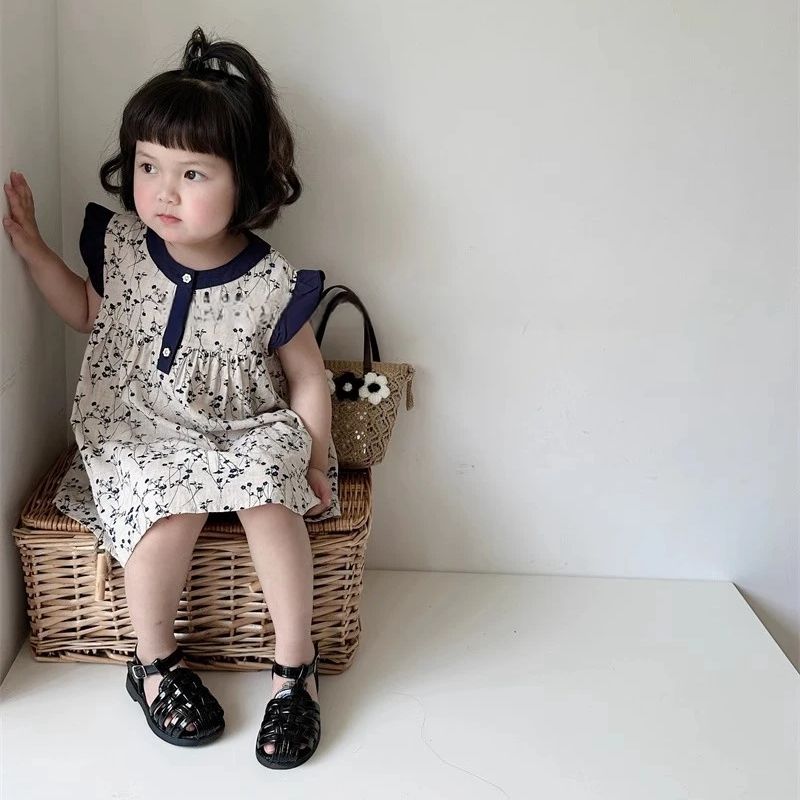 Girls summer floral dress 2024 - đánh giá và giá Undershirt Crew Neck