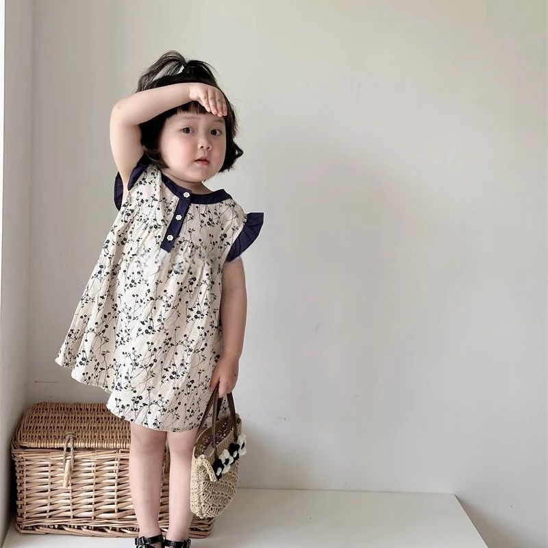 Girls summer floral dress 2024 - đánh giá và giá Undershirt Crew Neck