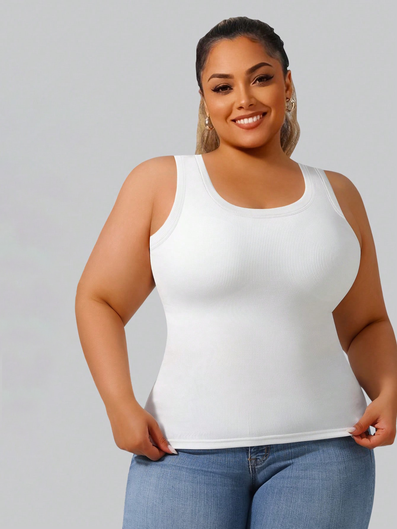 Plus Size Women's Solid Ribbed - đánh giá và giá Tank Top Ribbed