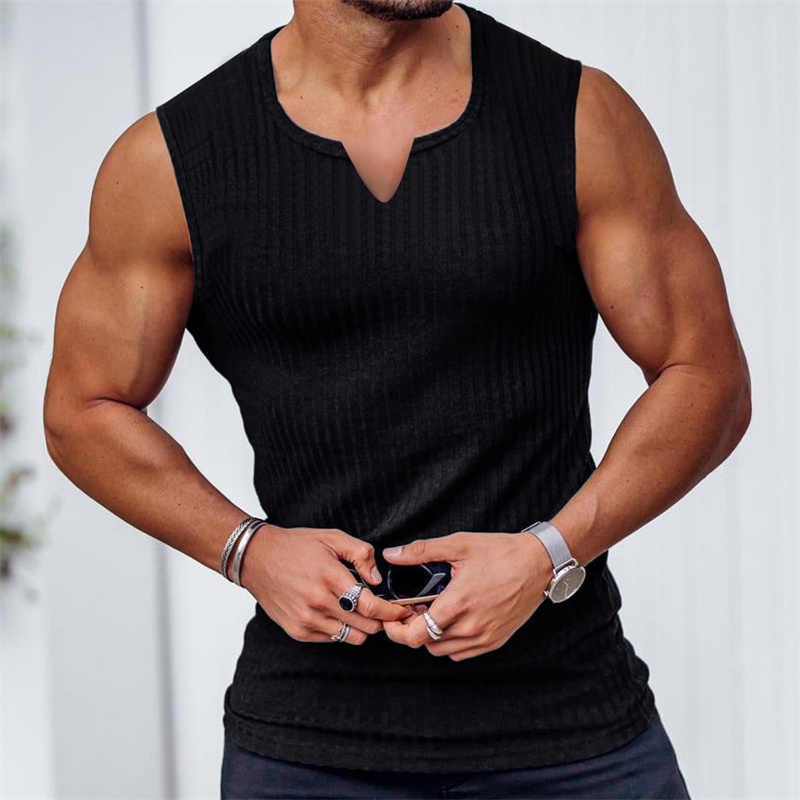 2024 Summer new men V-neck Ves - đánh giá và giá Undershirt Crew Neck