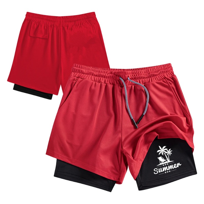 Summer Men's Double Layer Runn - đánh giá và giá Compression Shorts Athletes