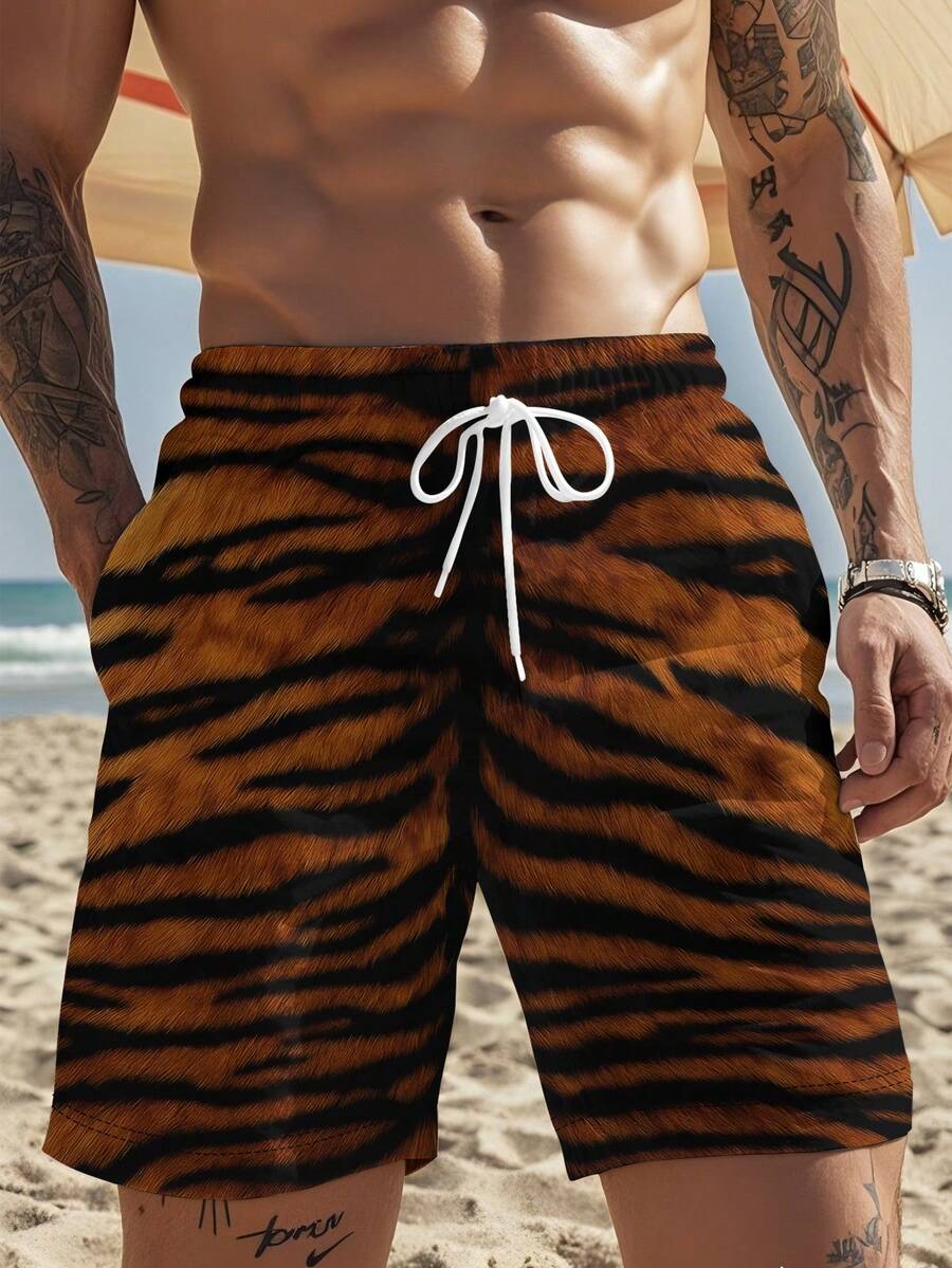 Mens Tiger Print Beach Shorts  - đánh giá và giá Trunk Breathable Men