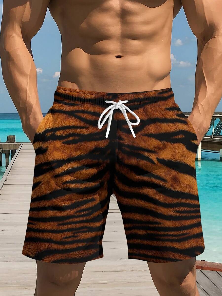 Mens Tiger Print Beach Shorts  - đánh giá và giá Trunk Breathable Men