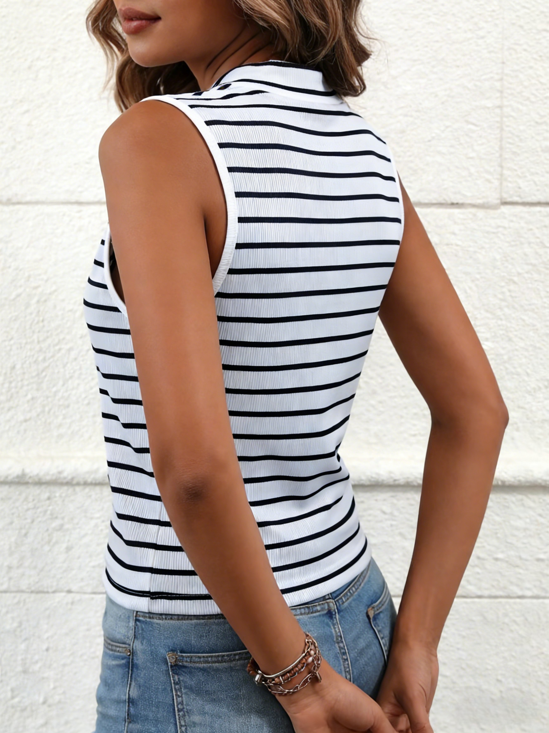 Women Sleeveless Top Black Whi - đánh giá và giá Tank Top Ribbed